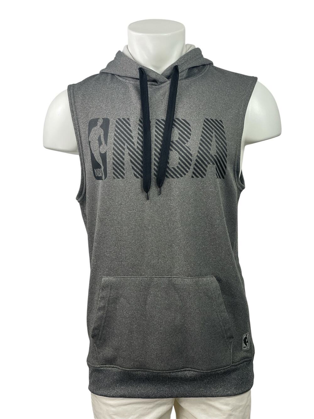 NBA Men's Gray Fleece Line Hoodie Hooded Tank Sleeveless Sweatshirt Vest Size M